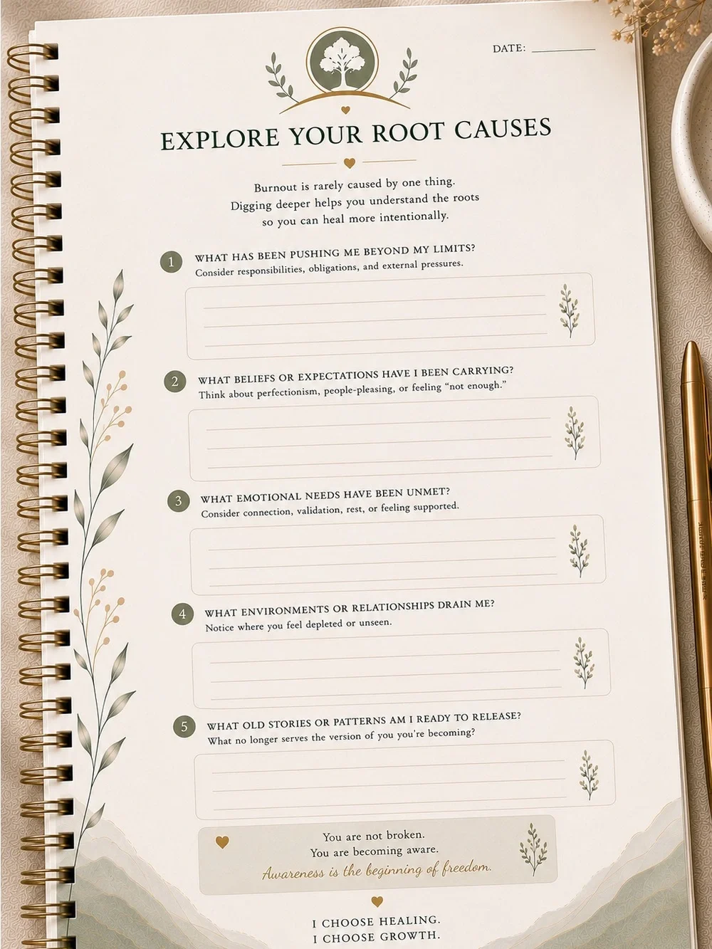 Burnout Recovery OS Wellness-Burnout-Overwhelmed Minds Reset Journal-Self Care
